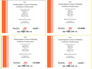 365官网学生在2018年美国大学生数学建模竞赛中取得佳绩