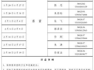 英国best365官方网站入口（滨湖校区）管理办公室2016年寒假值班表